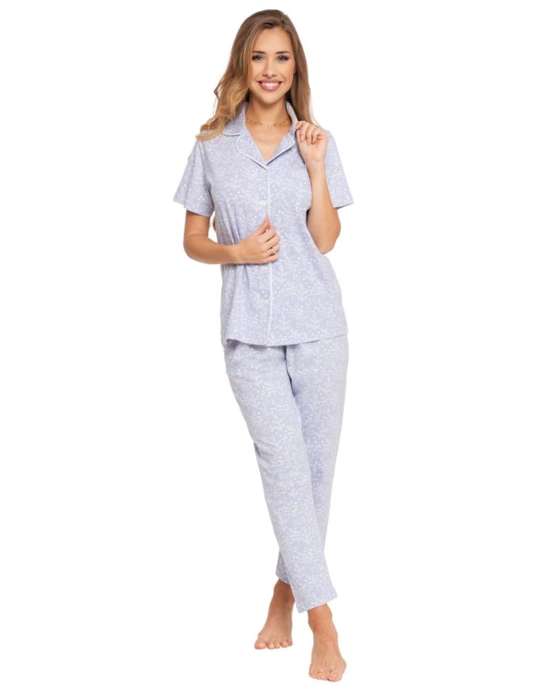 Pijama plus size cu maneca scurta si pantalon lung