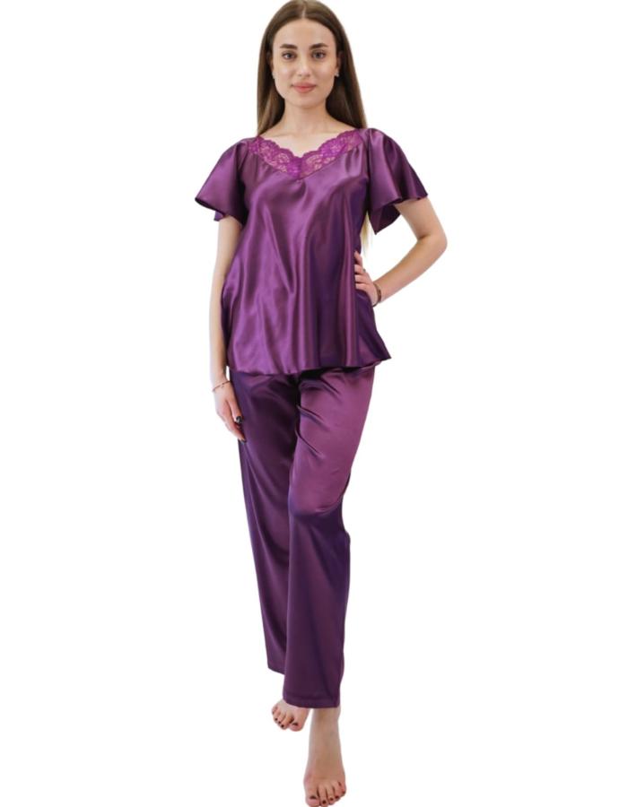 Pijama din satin mov