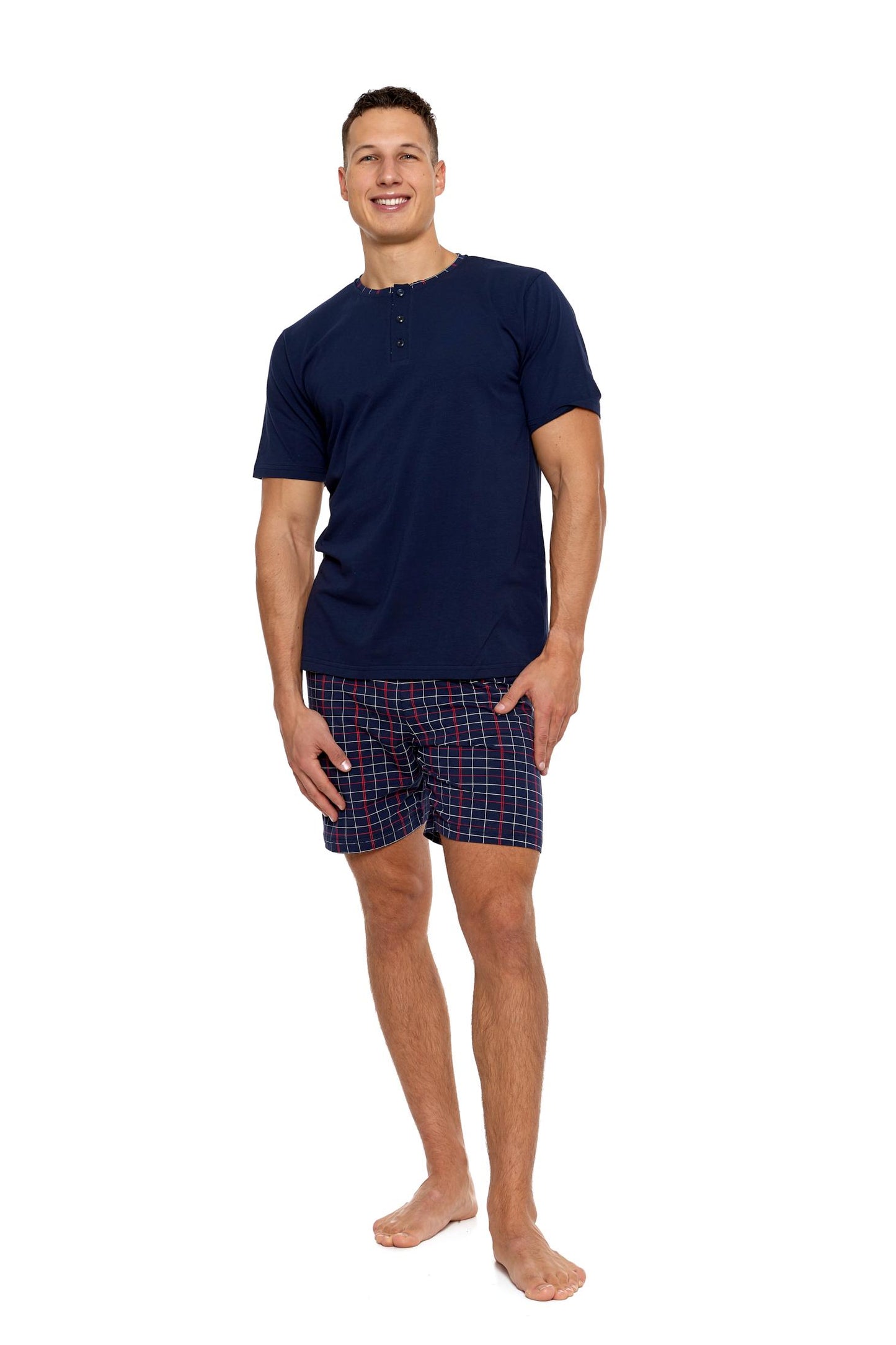 Pijama cu maneca scurta in carouri