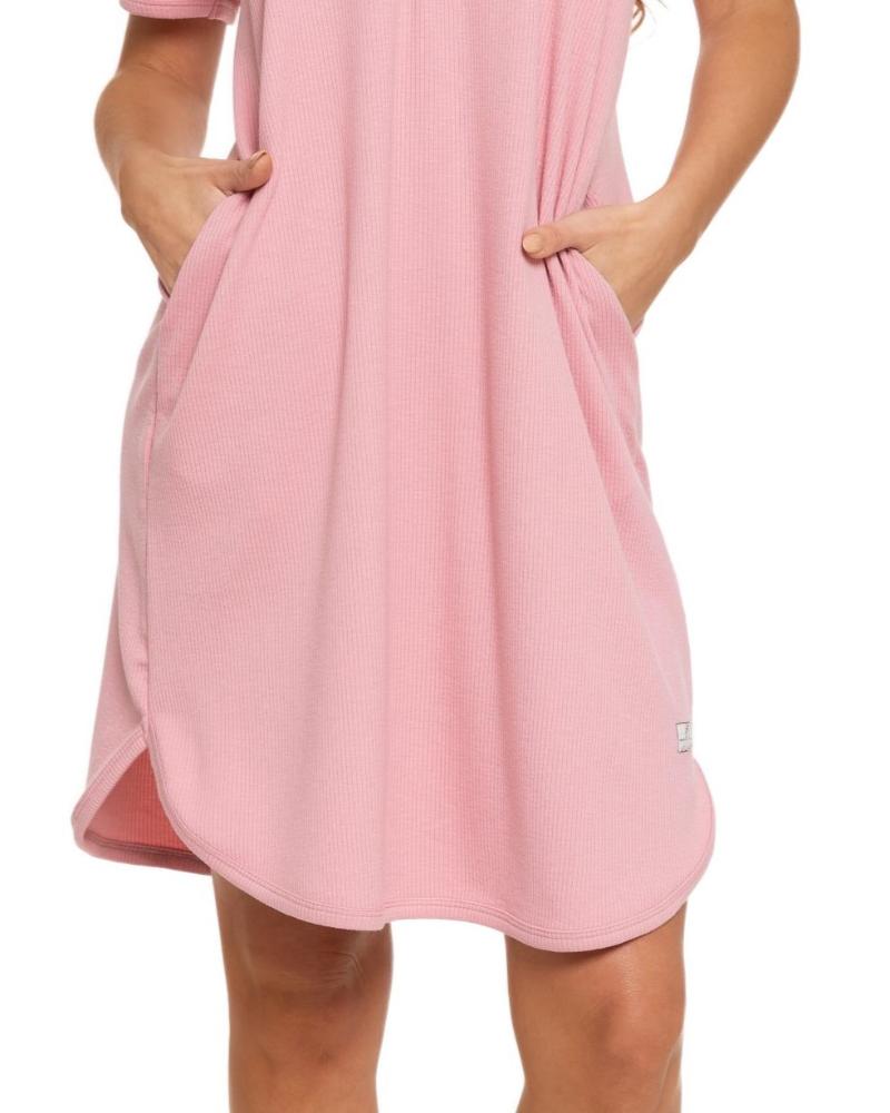 Camasa de noapte roz cu buzunare