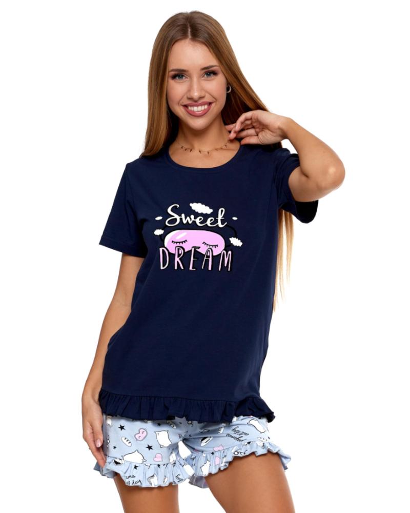 Pijama albastră cu mâneca scurtă