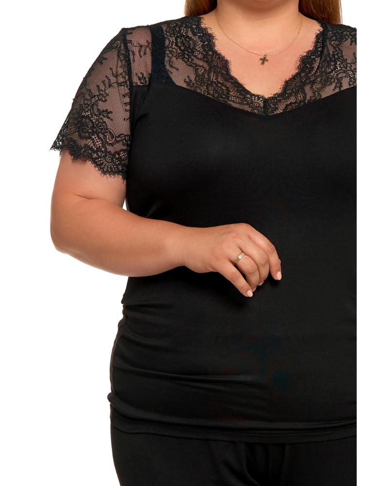 Pijama neagra plus size din vascoza