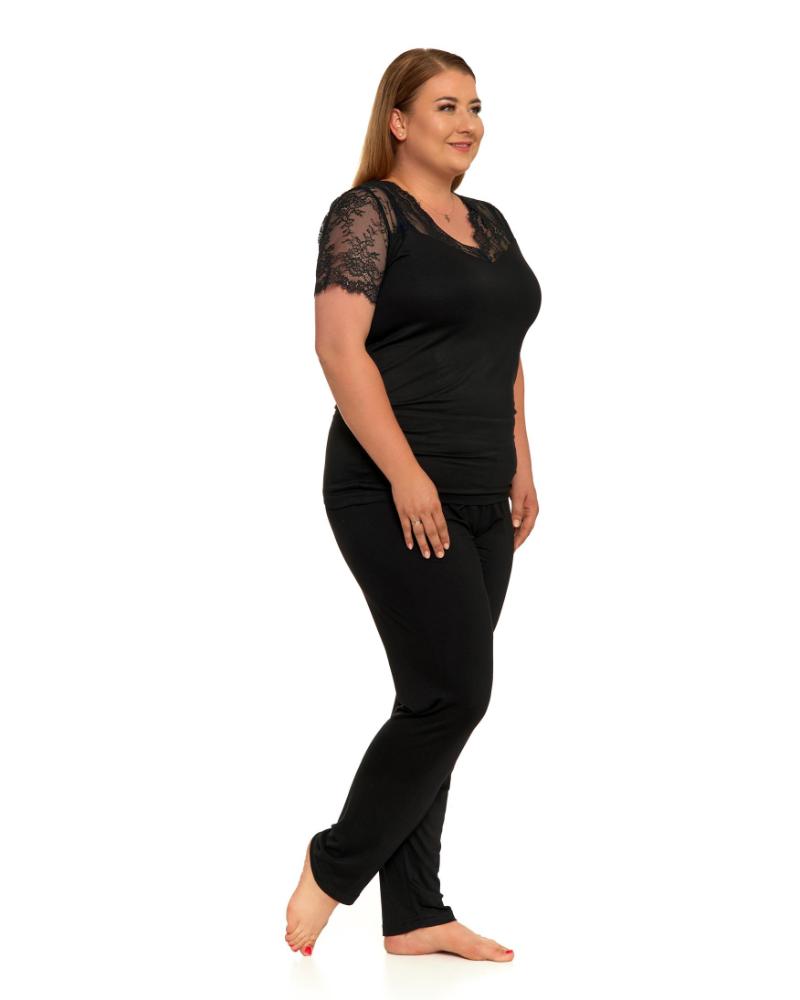 Pijama neagra plus size din vascoza