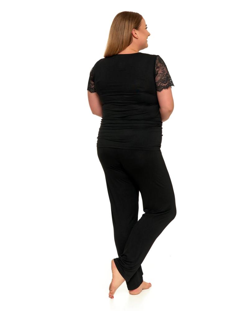 Pijama neagra plus size din vascoza