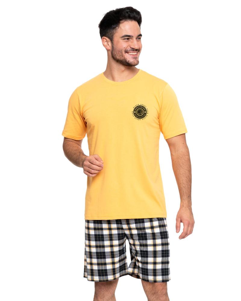 Pijama galbena in carouri