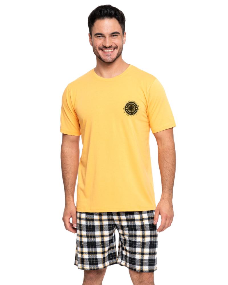 Pijama galbena in carouri