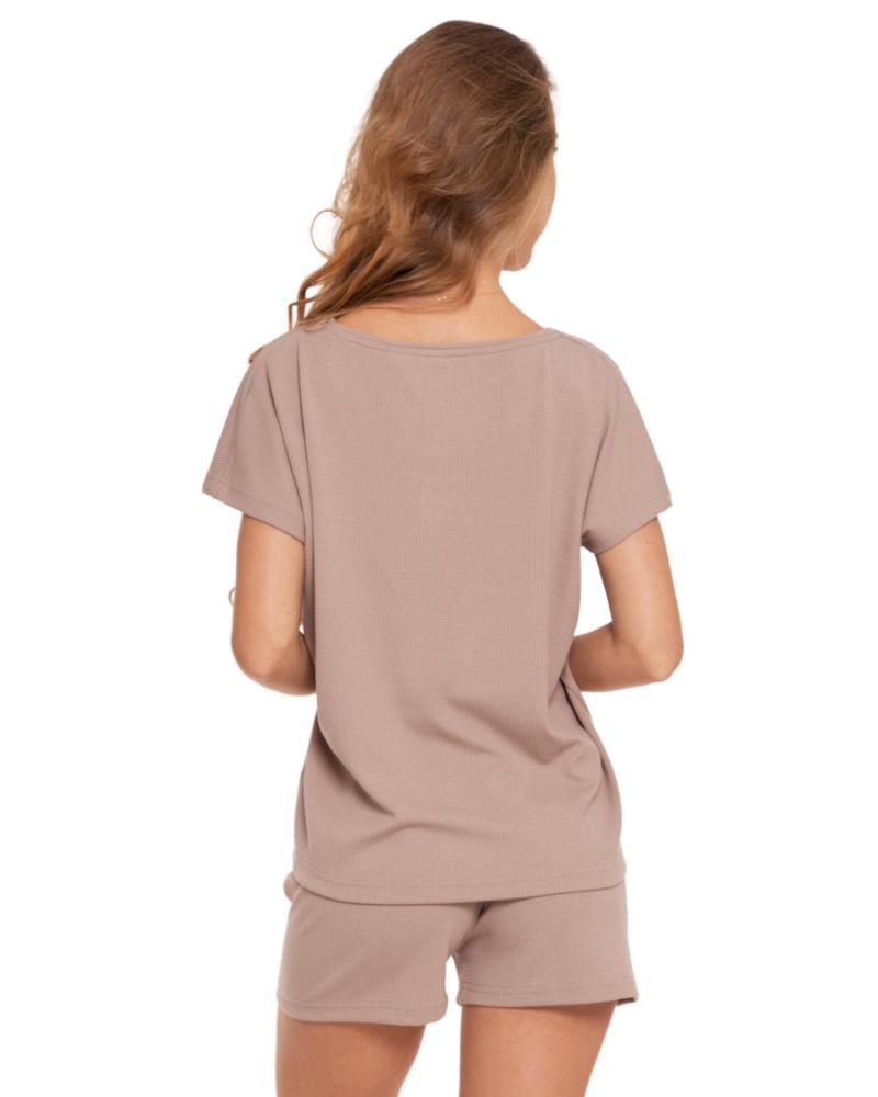 Pijama bej cu nervuri