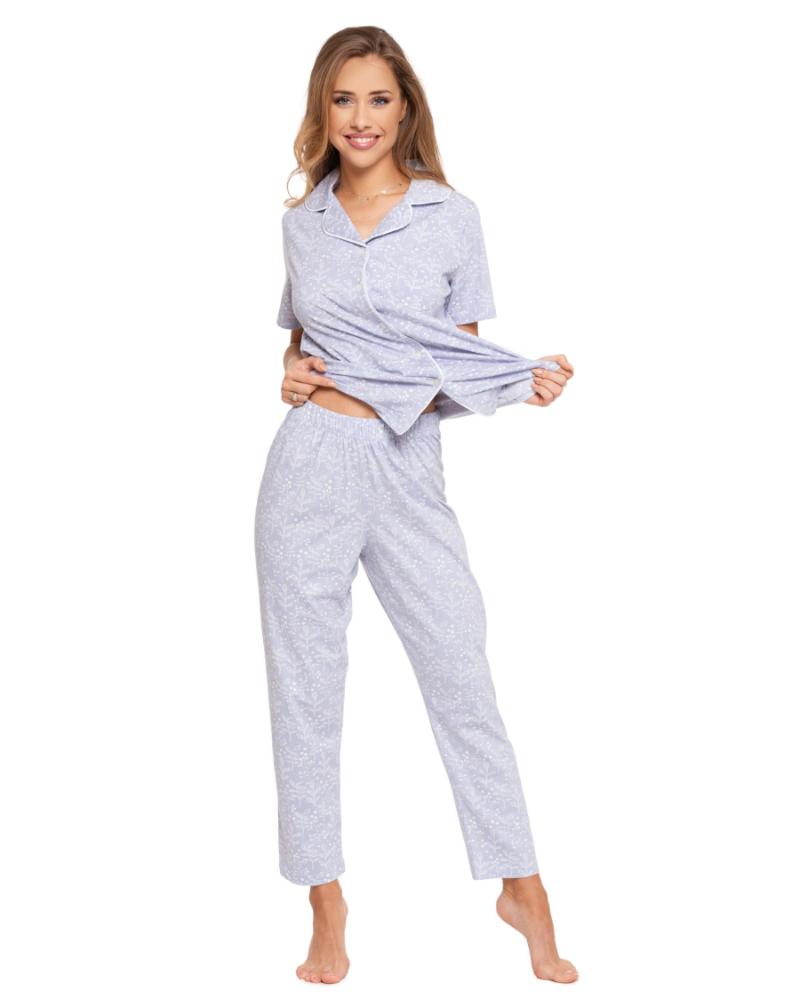 Pijama plus size cu maneca scurta si pantalon lung