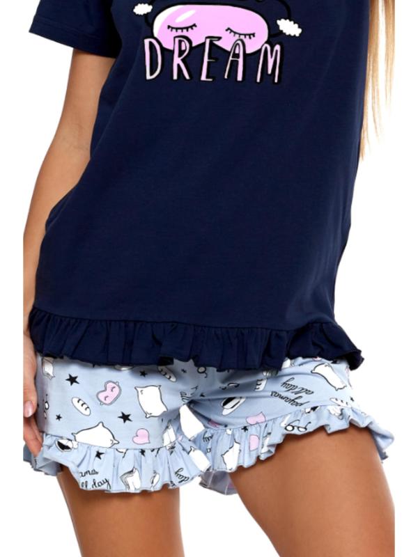 Pijama albastră cu mâneca scurtă