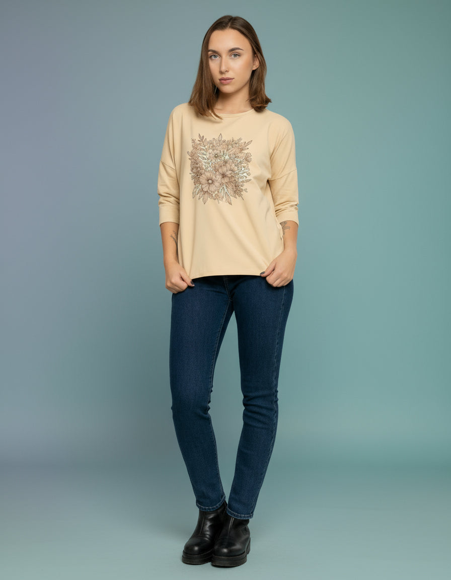 Bluza cu maneca 3/4, bumbac