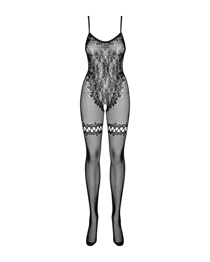 Bodystocking cu motiv floral F213