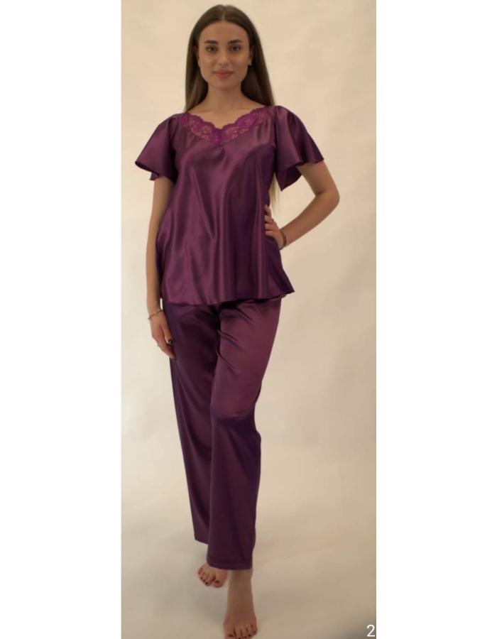 Pijama din satin mov