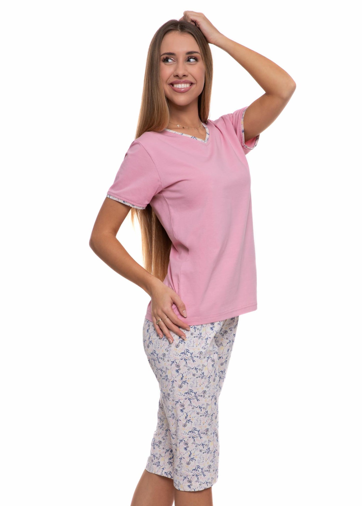 Pijama roz 3/4