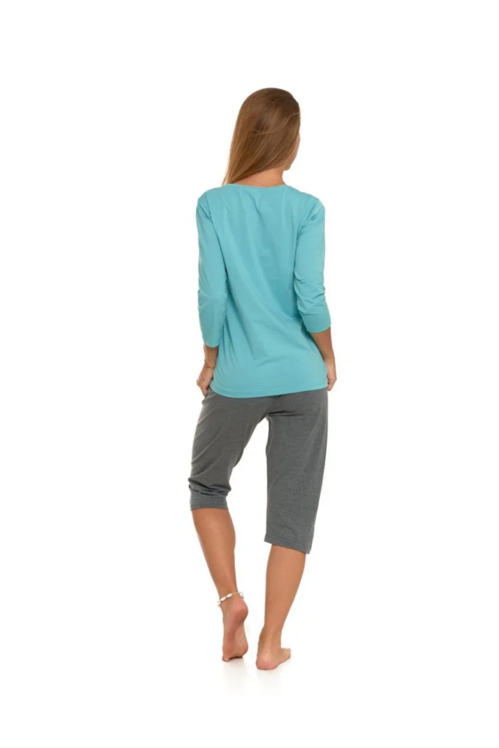 Pijama plus size cu maneca lunga si pantalon uni