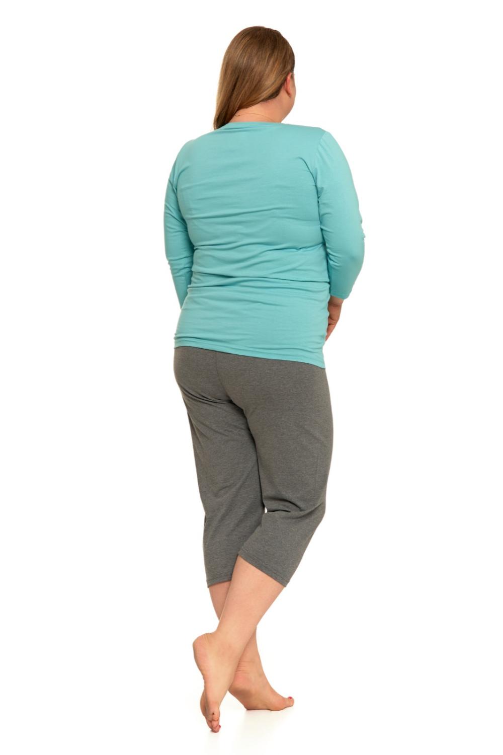 Pijama plus size cu maneca lunga si pantalon uni