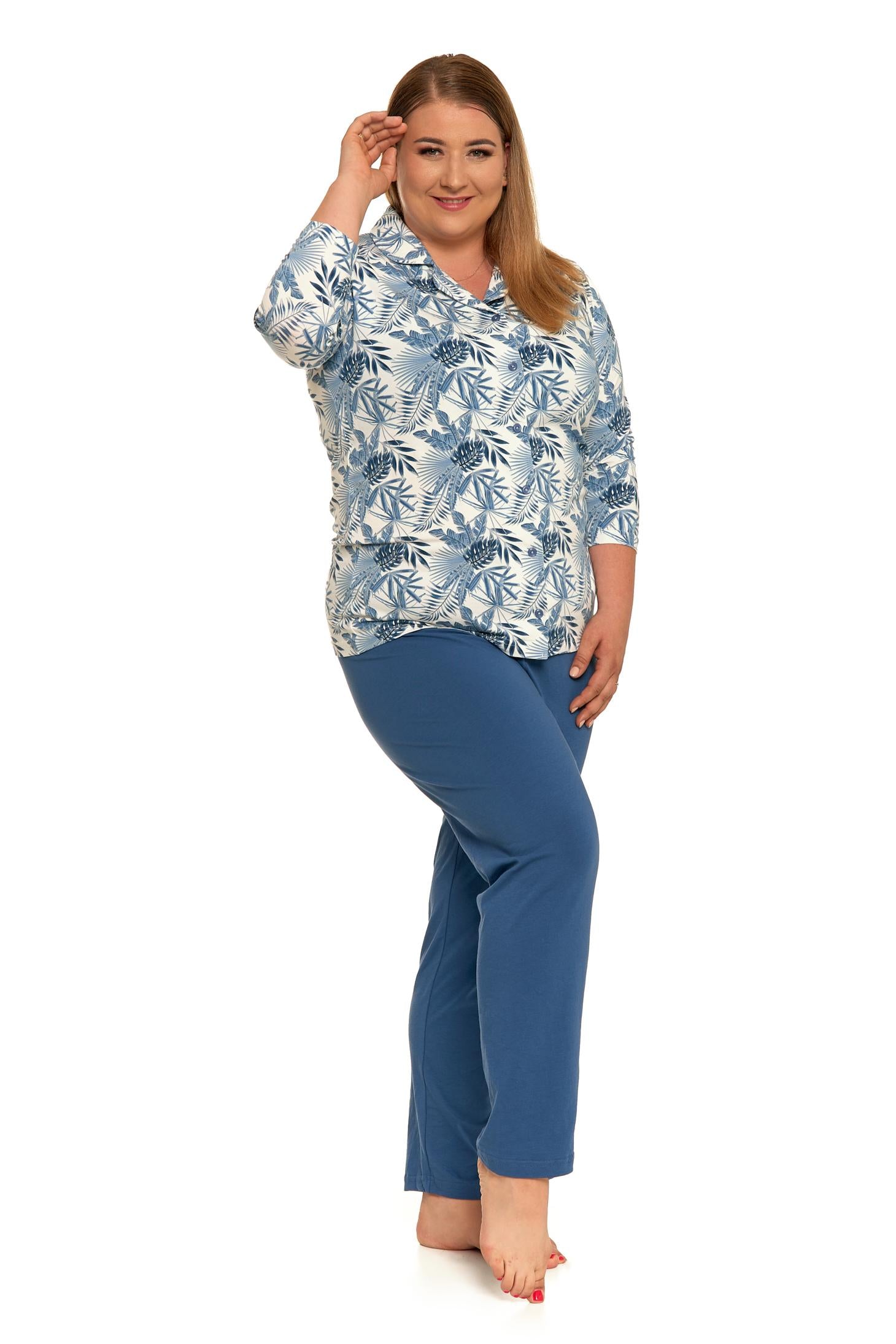 Pijama plus size cu maneca 3/4 de femei