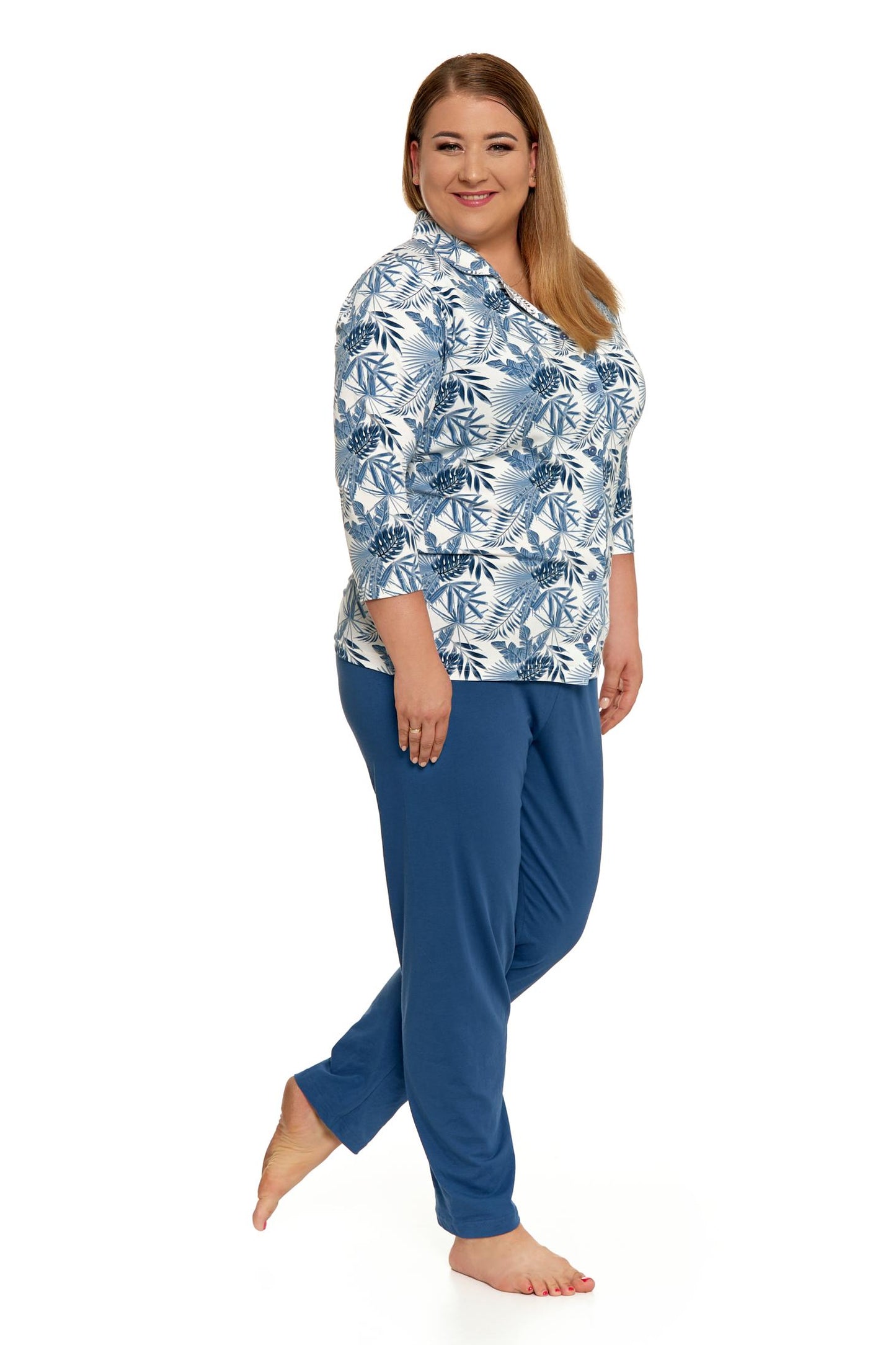 Pijama plus size cu maneca 3/4 de femei