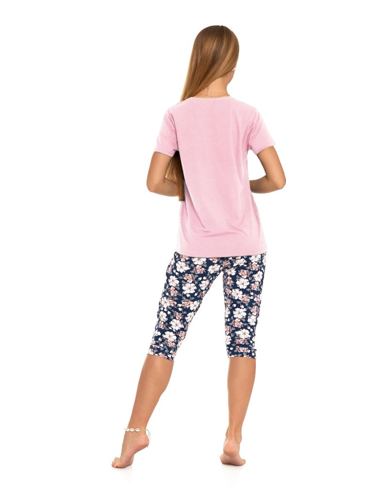 Pijama cu maneca scurta, pantalon 3/4 si imprimeu floral