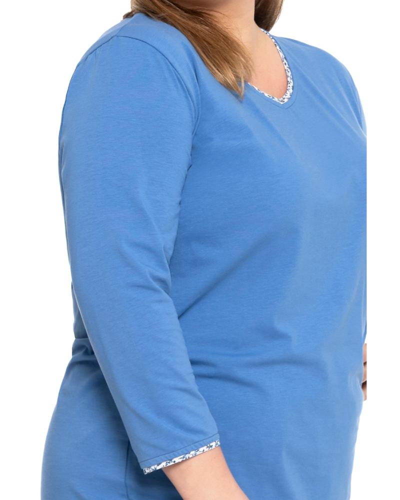 Pijama plus size cu maneca lunga si pantalon 3/4