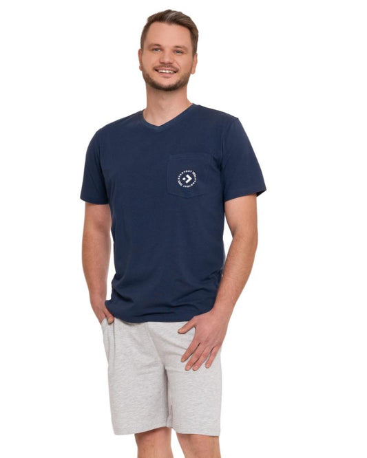 Pijama bleumarin cu maneca scurta