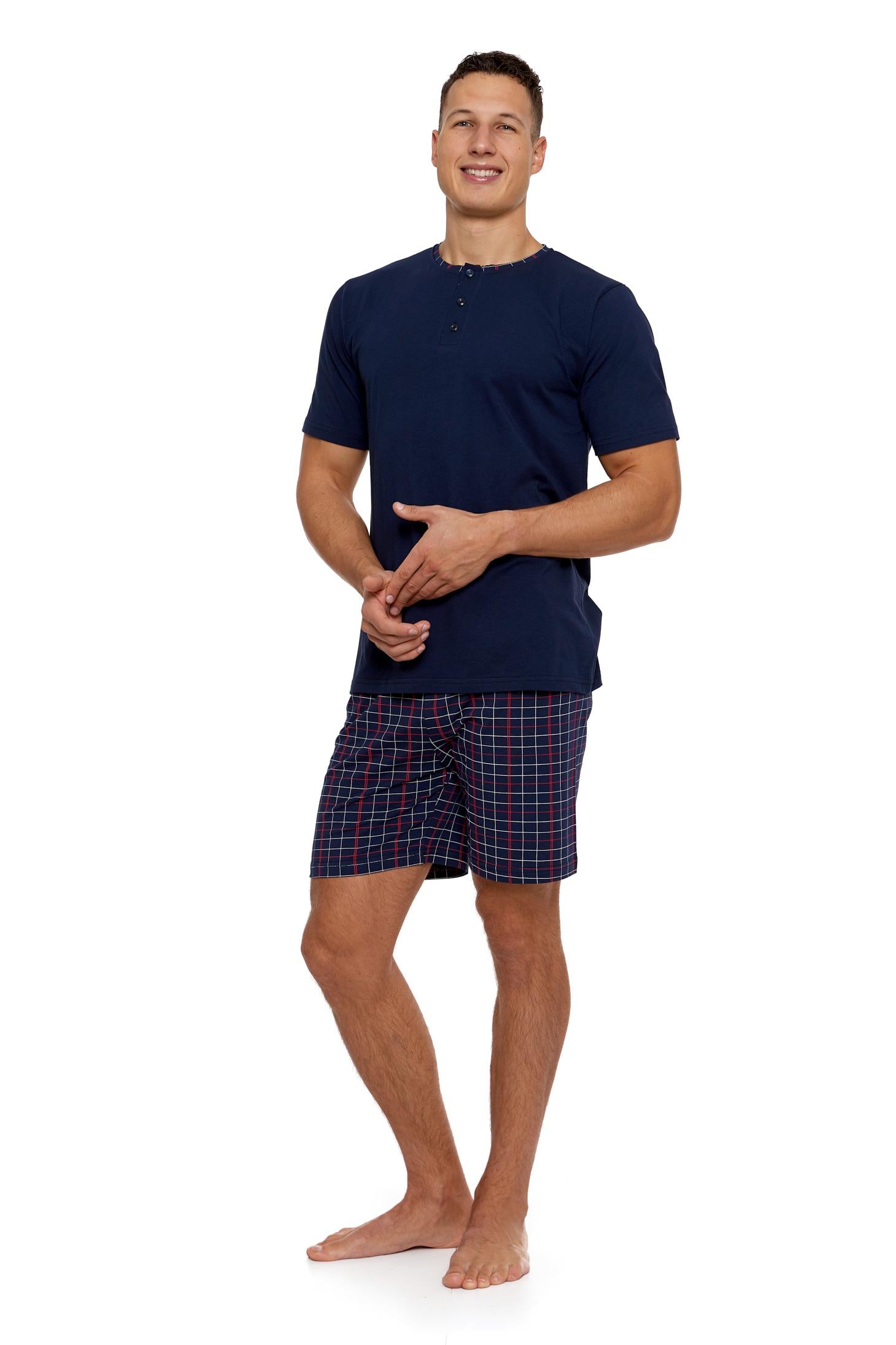 Pijama cu maneca scurta in carouri