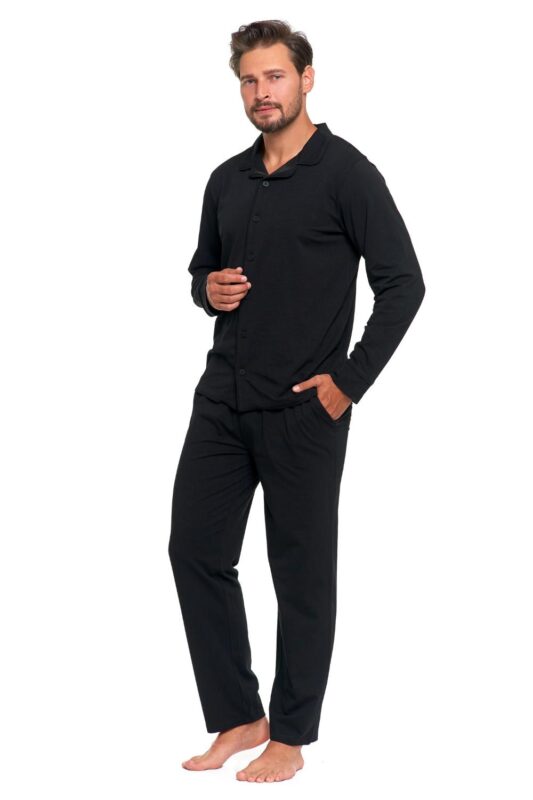 Pijama plus size din bumbac cu nasturi