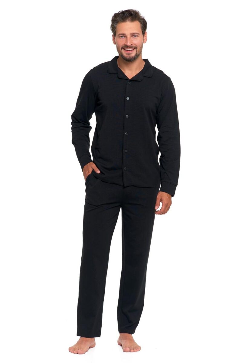 Pijama plus size din bumbac cu nasturi