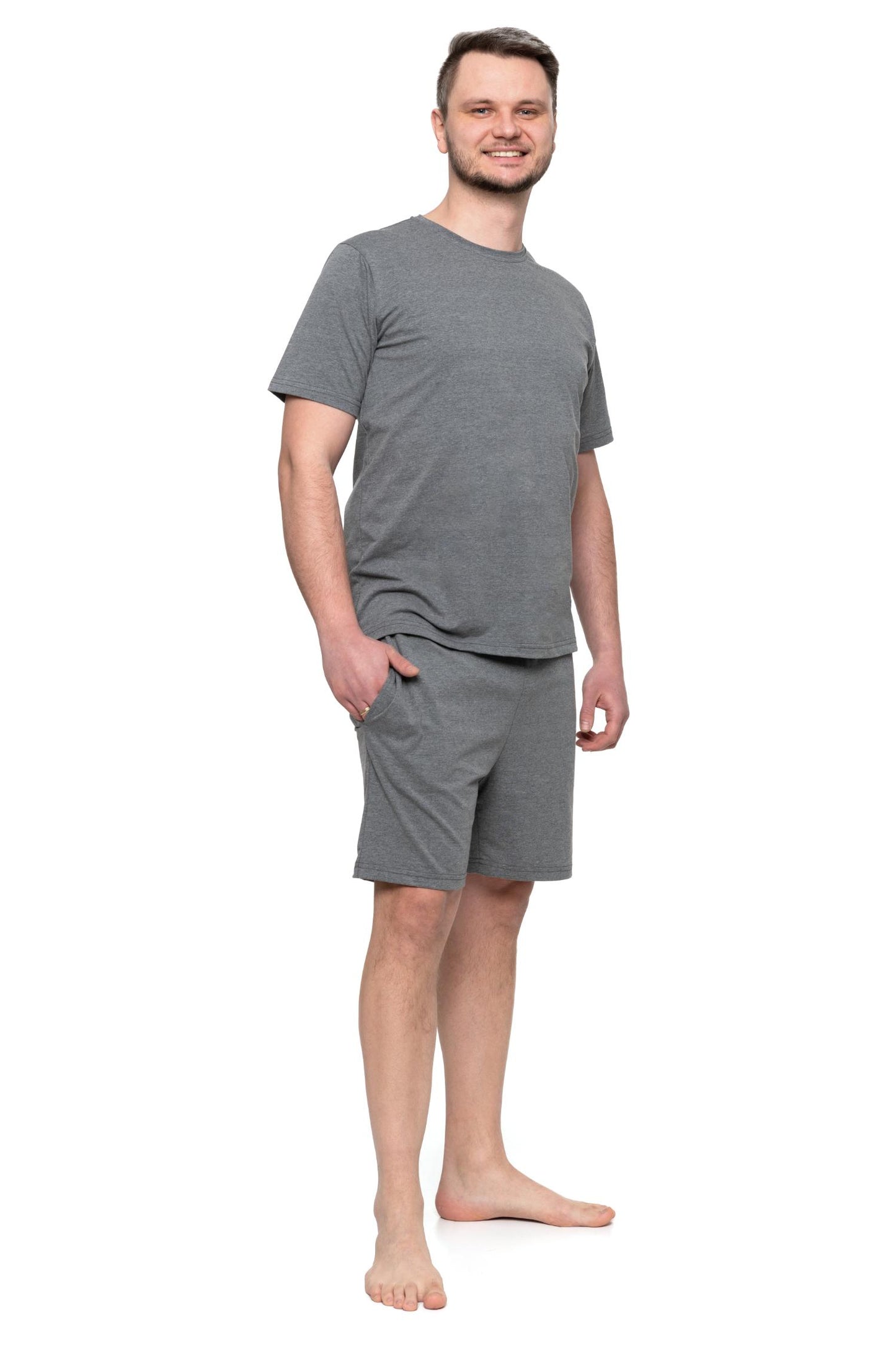 Pijama gri cu maneca scurta