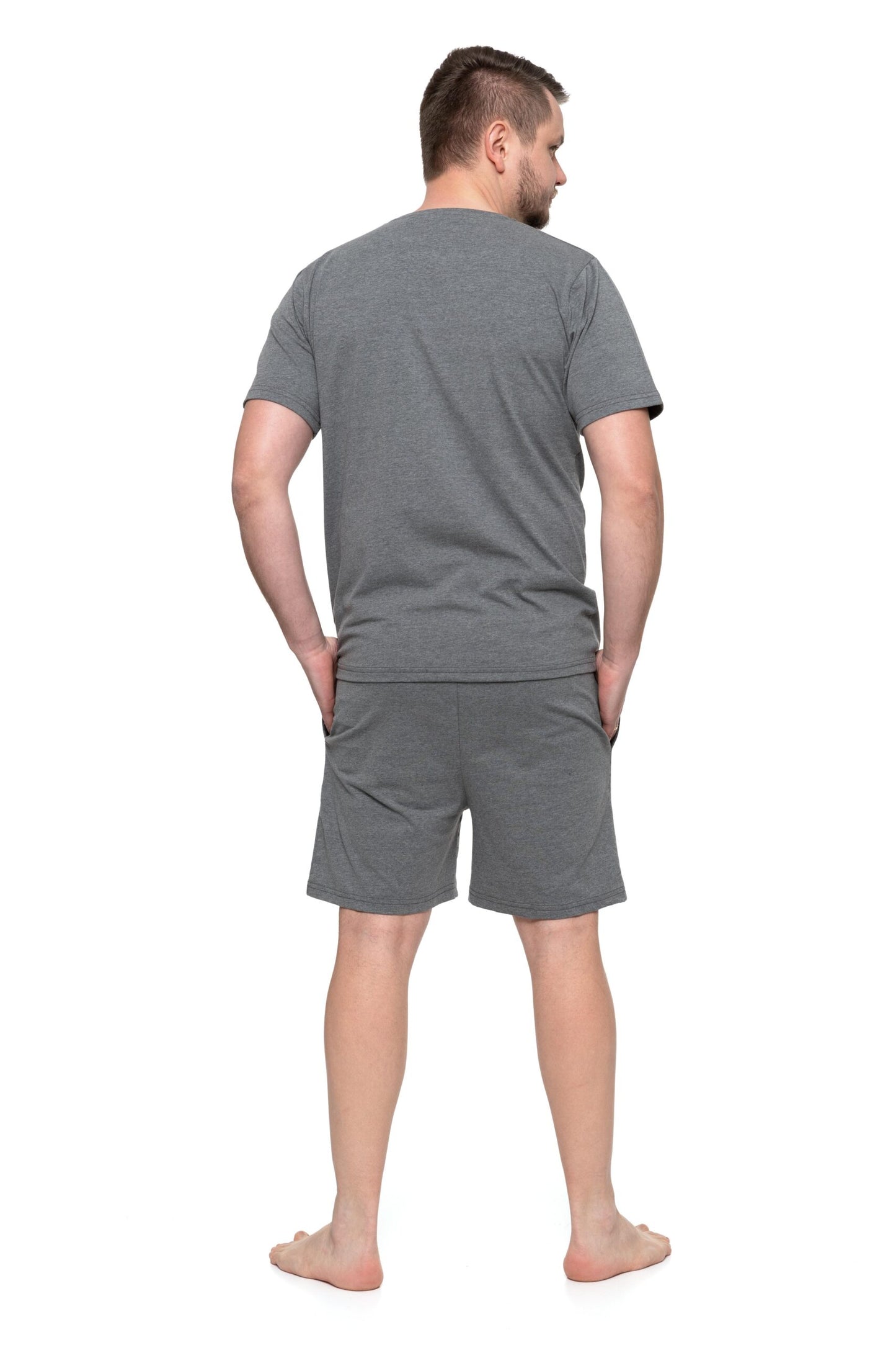 Pijama gri cu maneca scurta