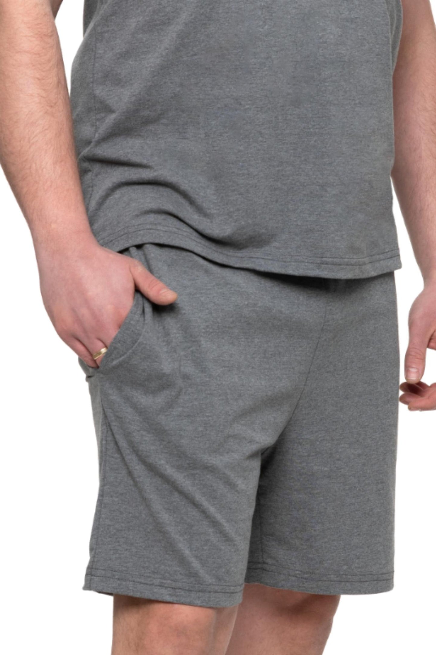 Pijama gri cu maneca scurta