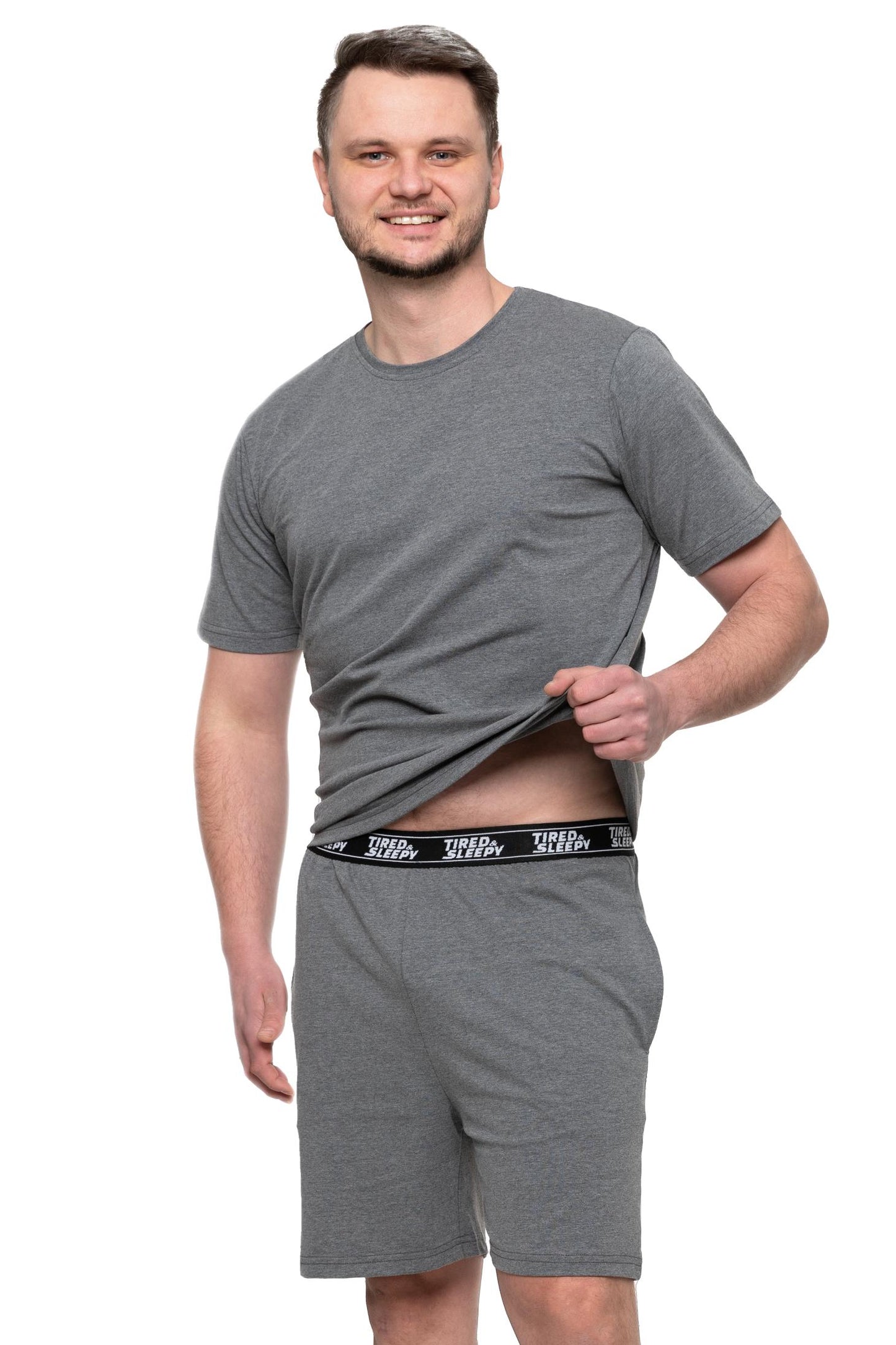 Pijama gri cu maneca scurta