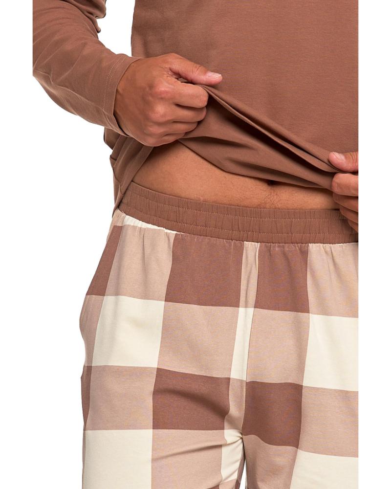 Pijama cu carouri si maneca lunga pentru barbati