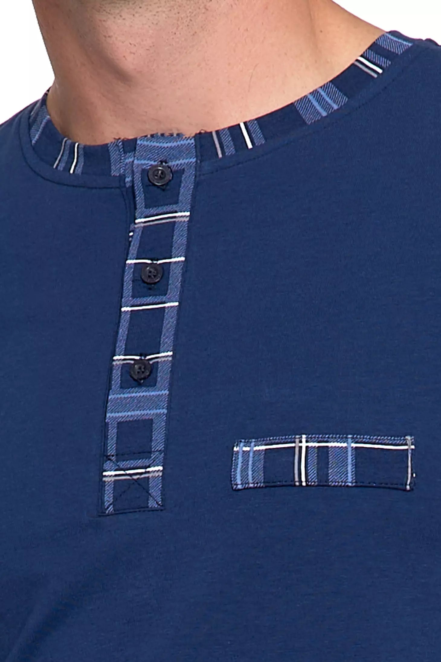 Pijamale barbati cu maneca lunga și pantaloni in carouri