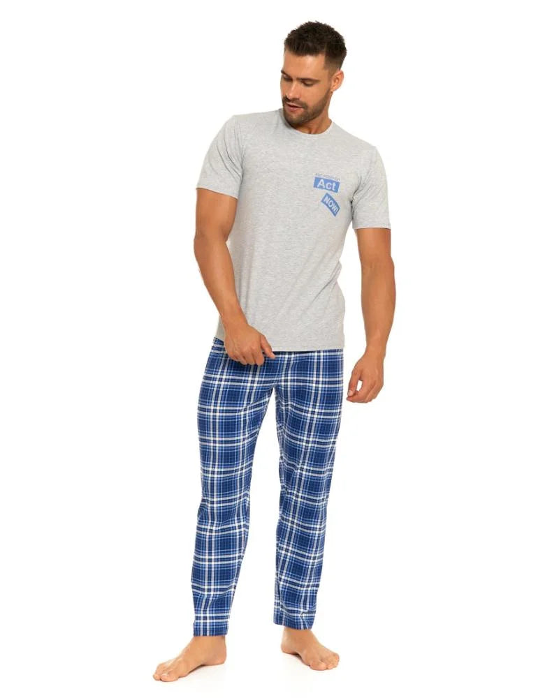 Pijama plus size cu maneca scurta si pantalon lung